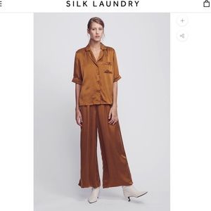 NWT Silk Laundry Track Wide Leg Pants with piping Jacquemus Veronica beard